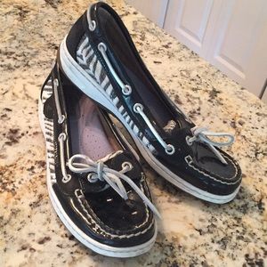 Sperry top sider black zebra angelfish boat shoes